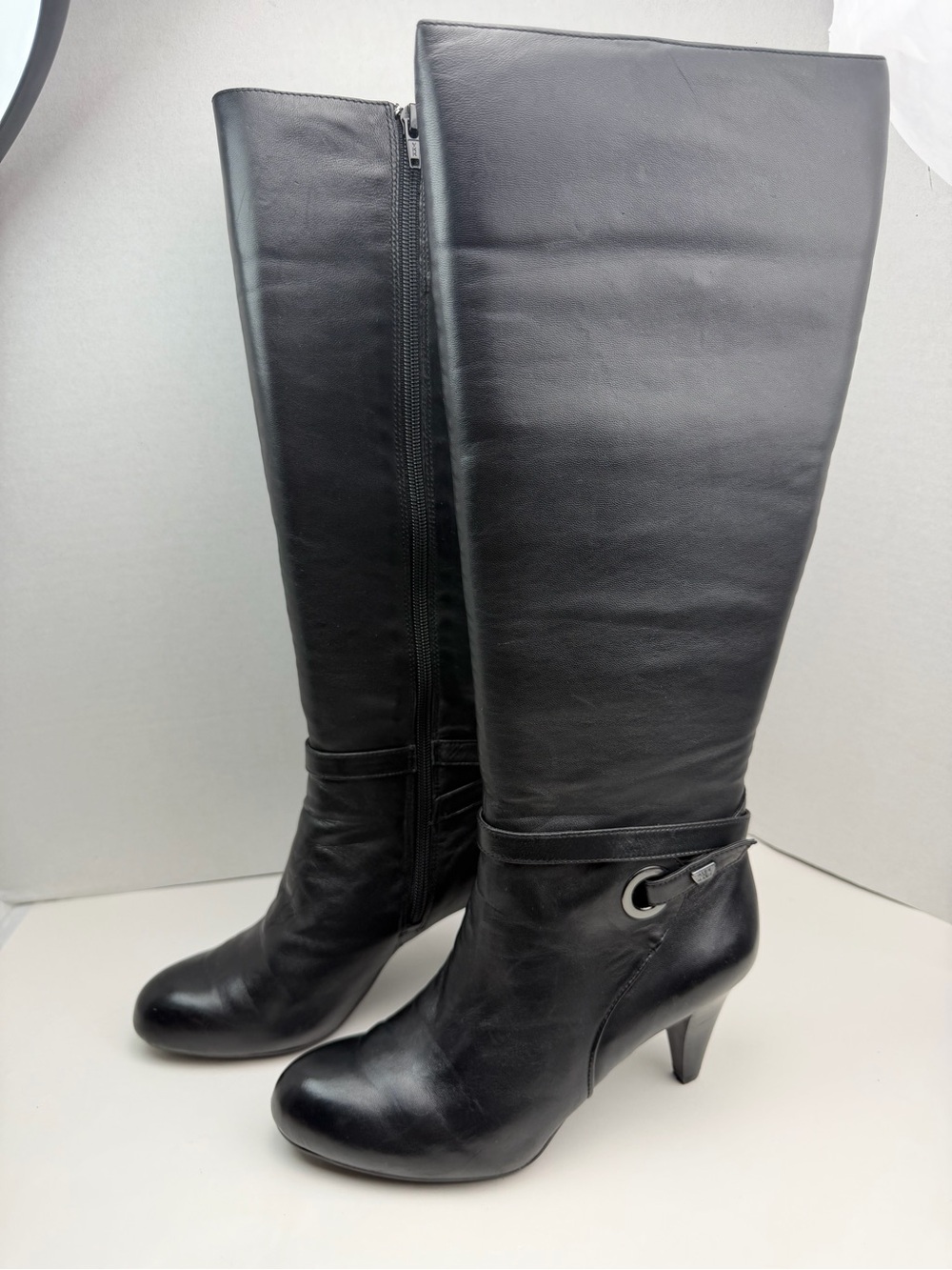 Alex Marie Black Leather Knee High Boots Women’s 7M Pointed Toe